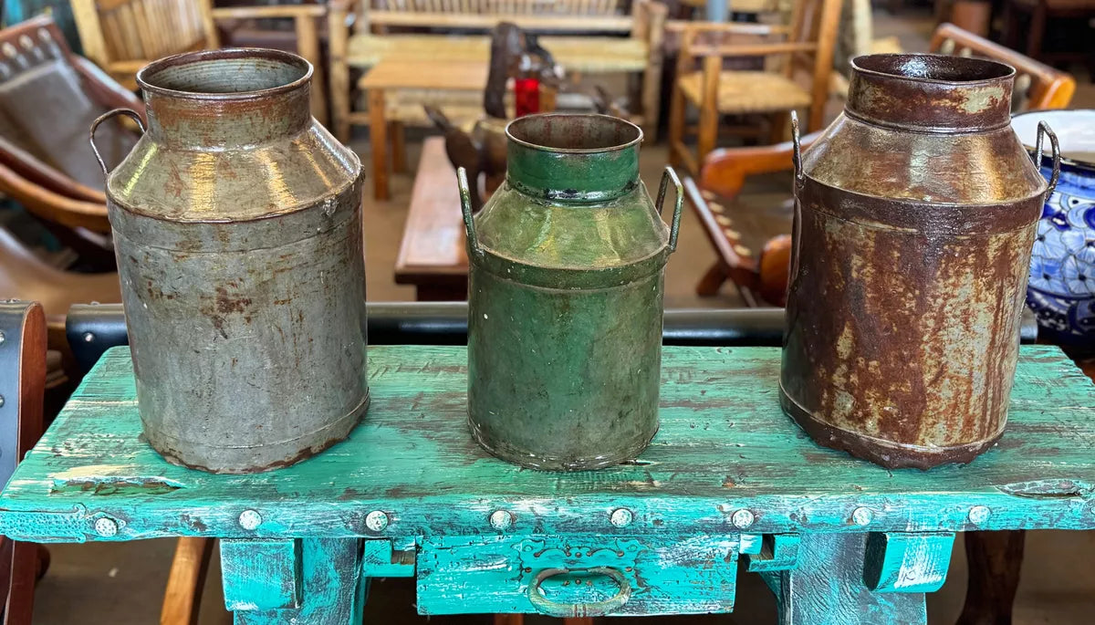 Antique and Original Milk Cans. 3 Pieces