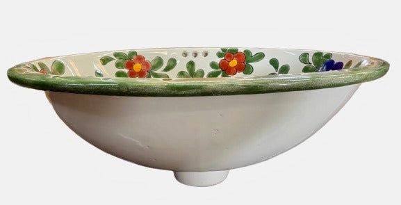 Beautiful Oval Sink in Fine Talavera, Antique Style.