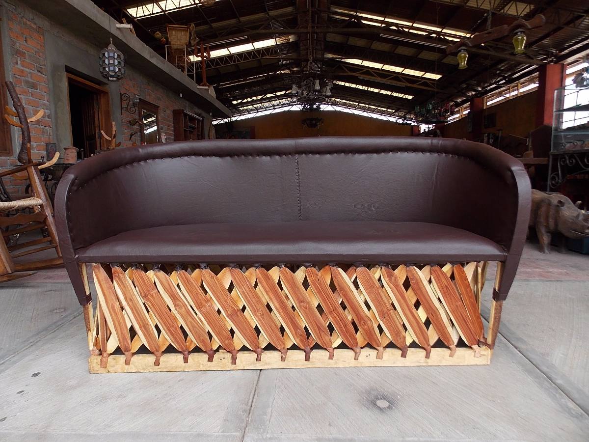 Antique Style Wood and Leather Equipal Handcrafted Room.