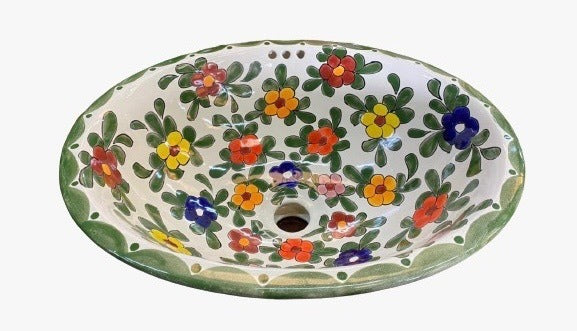 Beautiful Oval Sink in Fine Talavera, Antique Style.