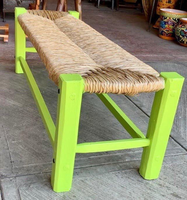 Green Sustainable Wood Antique Style Handcrafted Bench