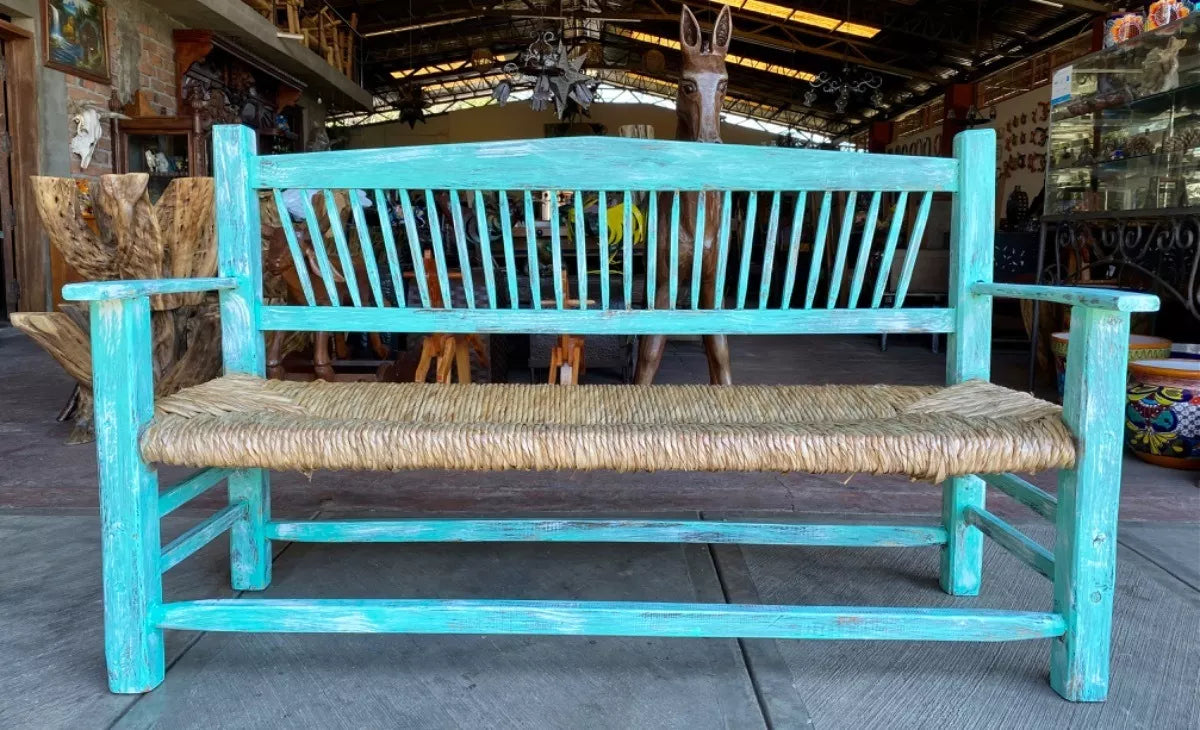 Sustainable Handmade Bench for 3 People, Antique Vintage
