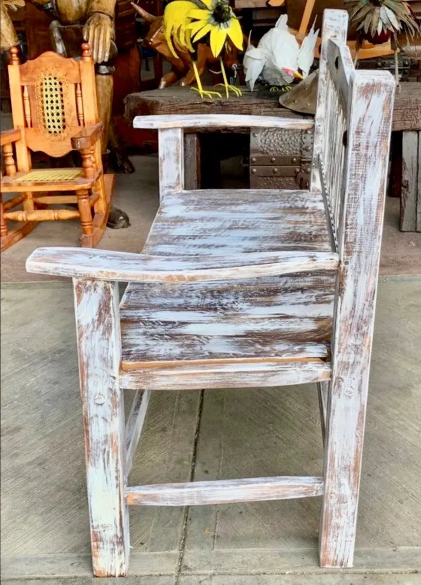 Sustainable Handmade Bench for 2 People in Vintage Style.