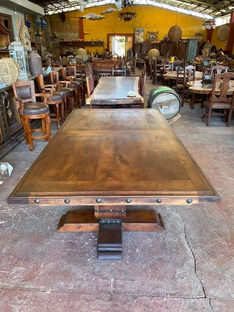Mesa Comedor para 8 Personas Madera Mezquite Estilo Antiguo