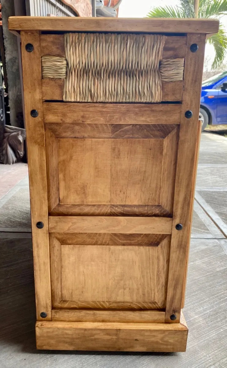 Handcrafted Buffet Made of Sustainable Wood and Tulle. Antique Style
