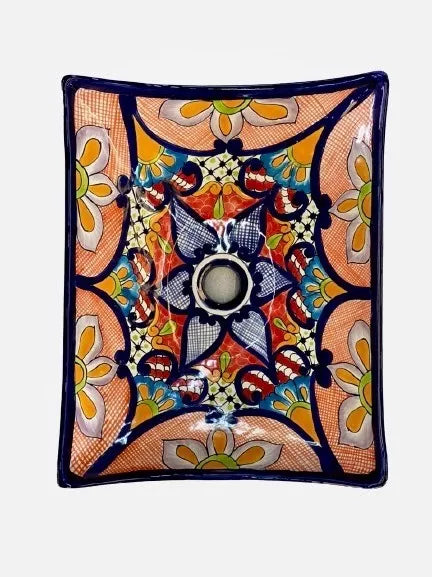 Rectangular Talavera Fine Antique Style Countertop Sink