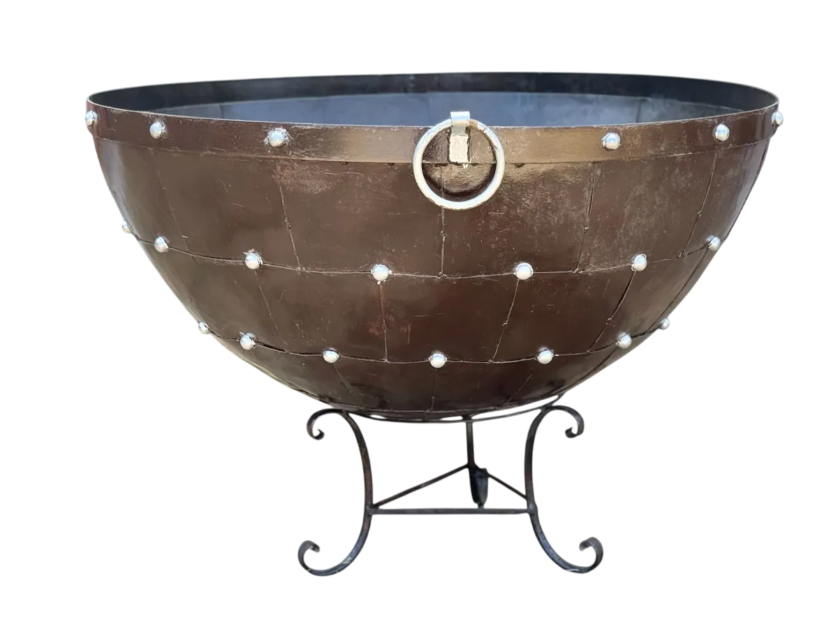 Maceta Macetero Cazo Gigante Estilo Antiguo. Con Base.