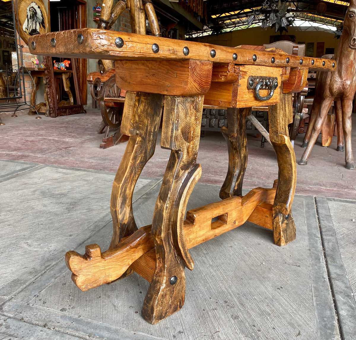 Original Antique Door Credenza and Yoke Legs