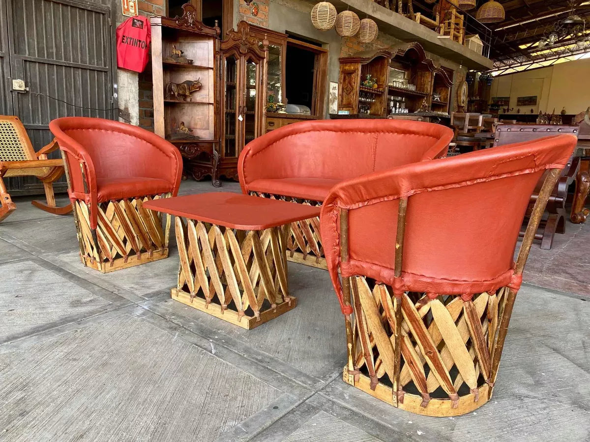 Equipal Handcrafted Room Made of Wood and Leather in an Antique Style.