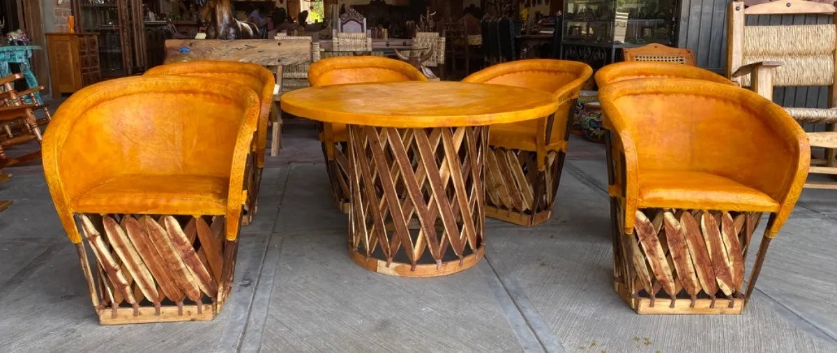 Equipal Dining Room 6 Chairs Pyrography Antique Style.