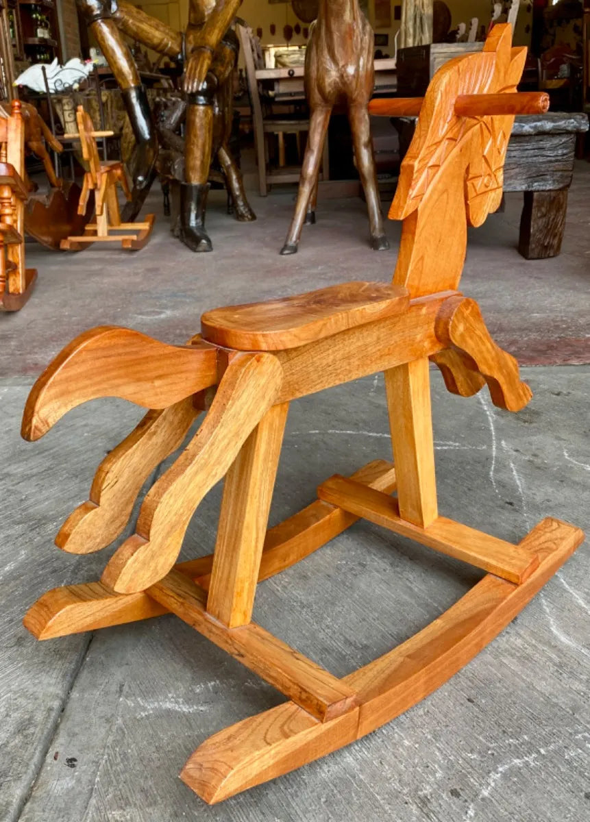 Bello Juguete Montable Caballo Balancín Estilo Antiguo Cedro