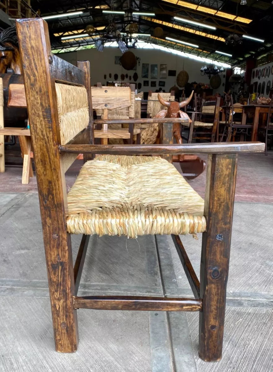Sustainable, handcrafted bench for two people. Antique style.