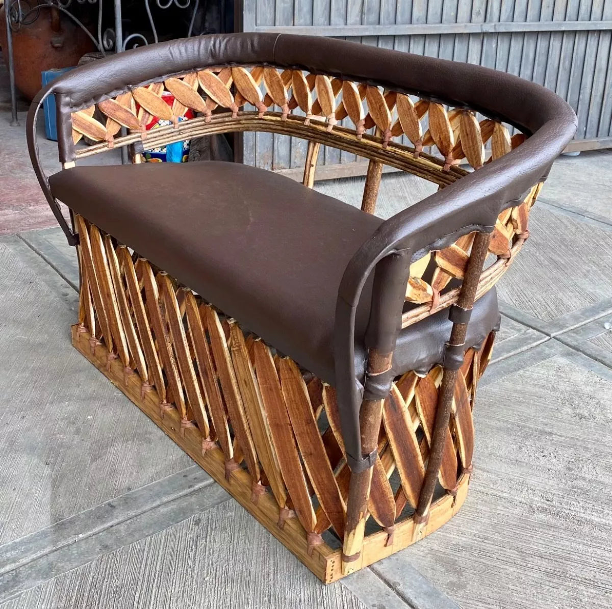 Equipal Wood and Leather Handcrafted Room in Antique Stakes Style