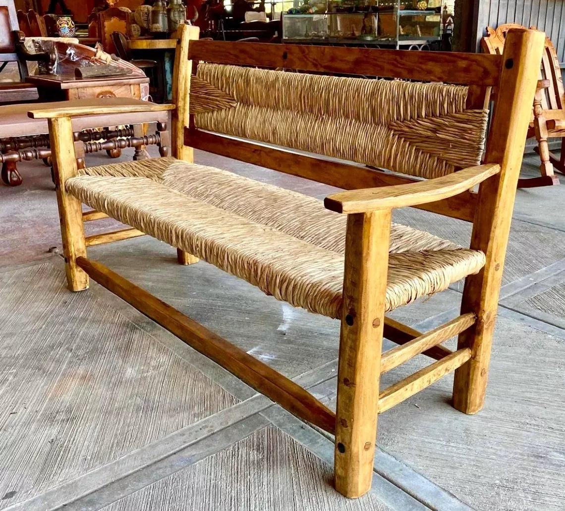 Sustainable 3-Person Antique Style Handcrafted Bench