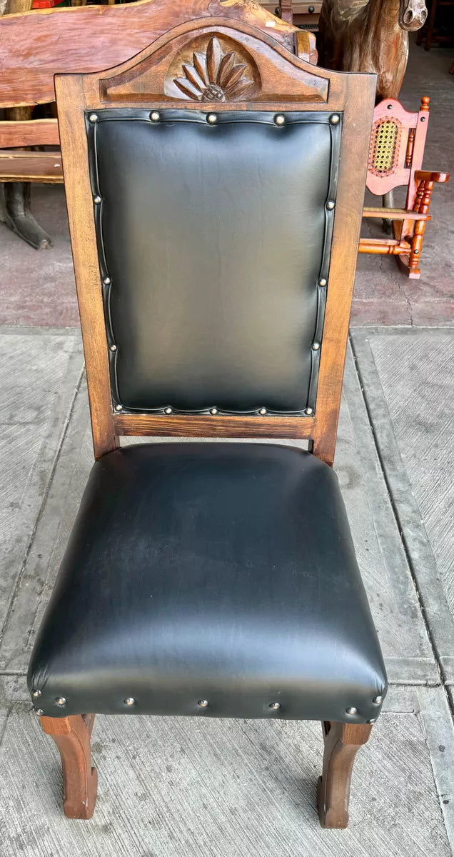 Exclusive Hacienda Style Mesquite Wood and Leather Chair