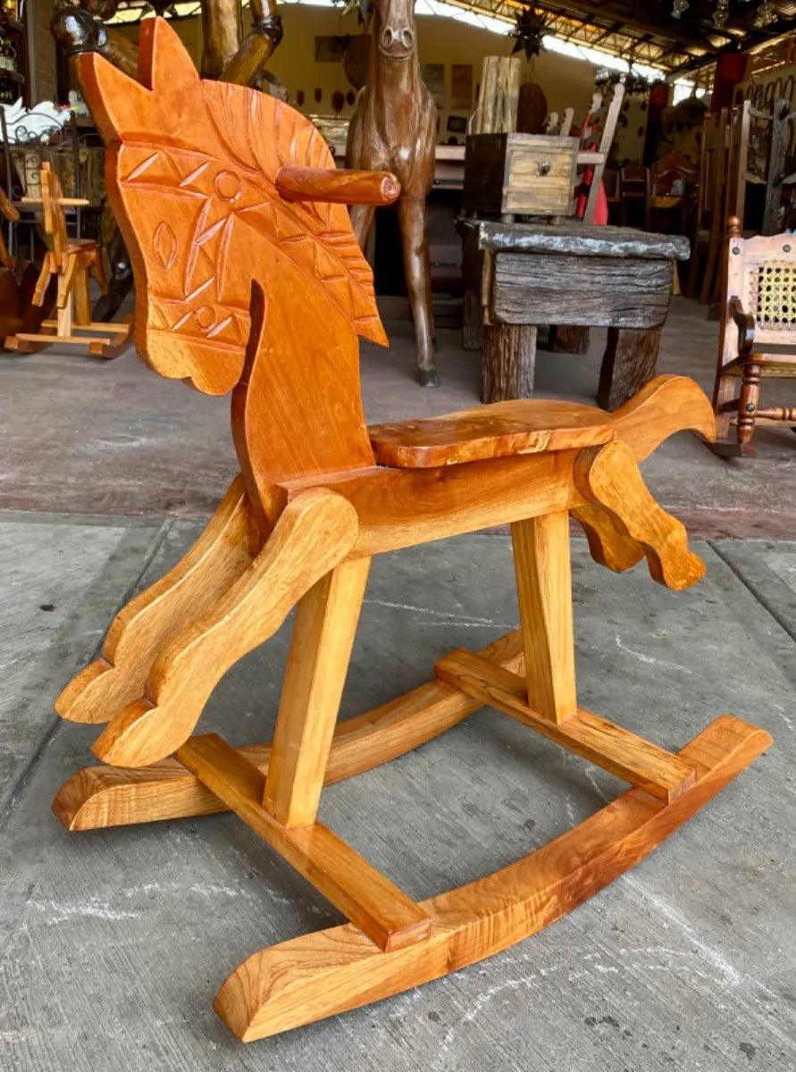 Bello Juguete Montable Caballo Balancín Estilo Antiguo Cedro