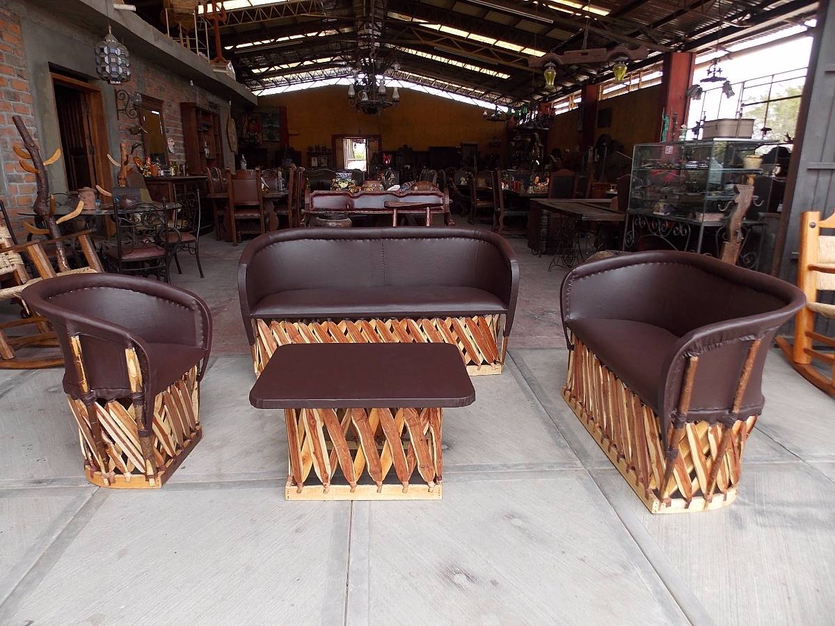 Antique Style Wood and Leather Equipal Handcrafted Room.