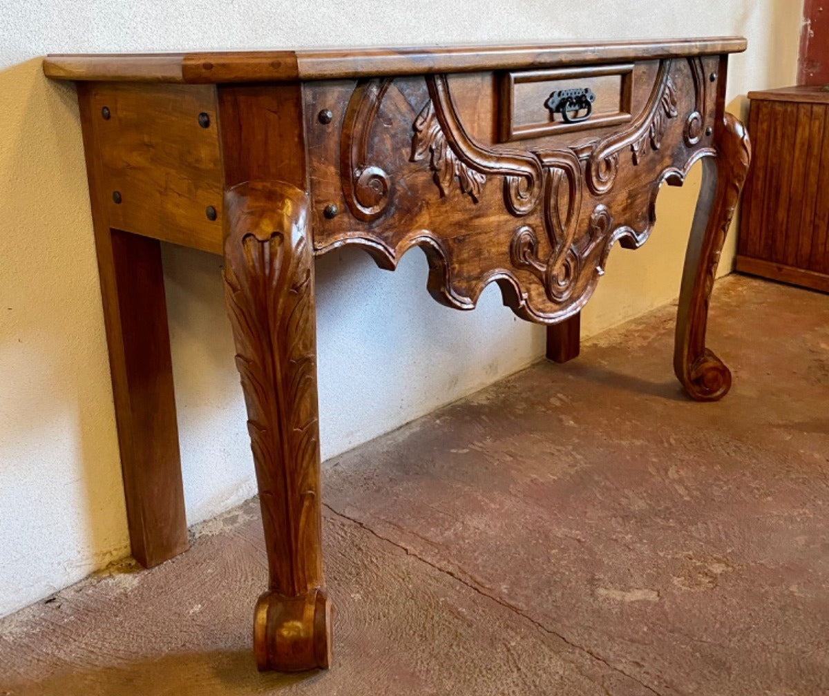 Mesquite Wood Carved Credenza in Ancient Conquest Style