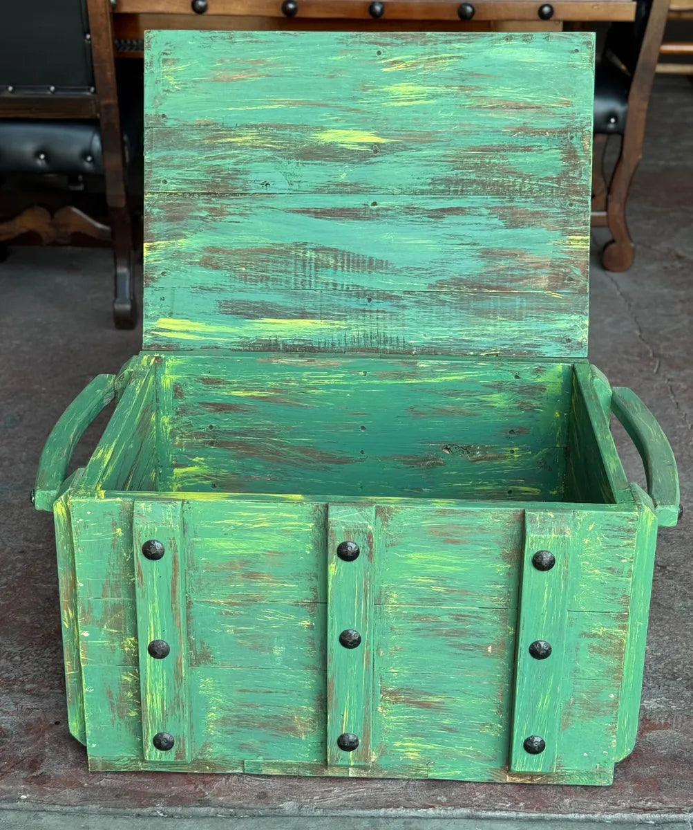 Baúl De Madera Vintage Estilo Ferrocarril Antiguo
