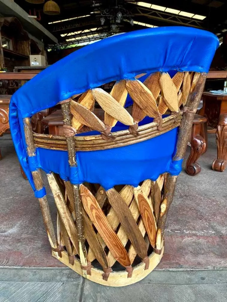 Equipal Artesanal Con Riñonera Madera Y Piel. Estilo Antiguo