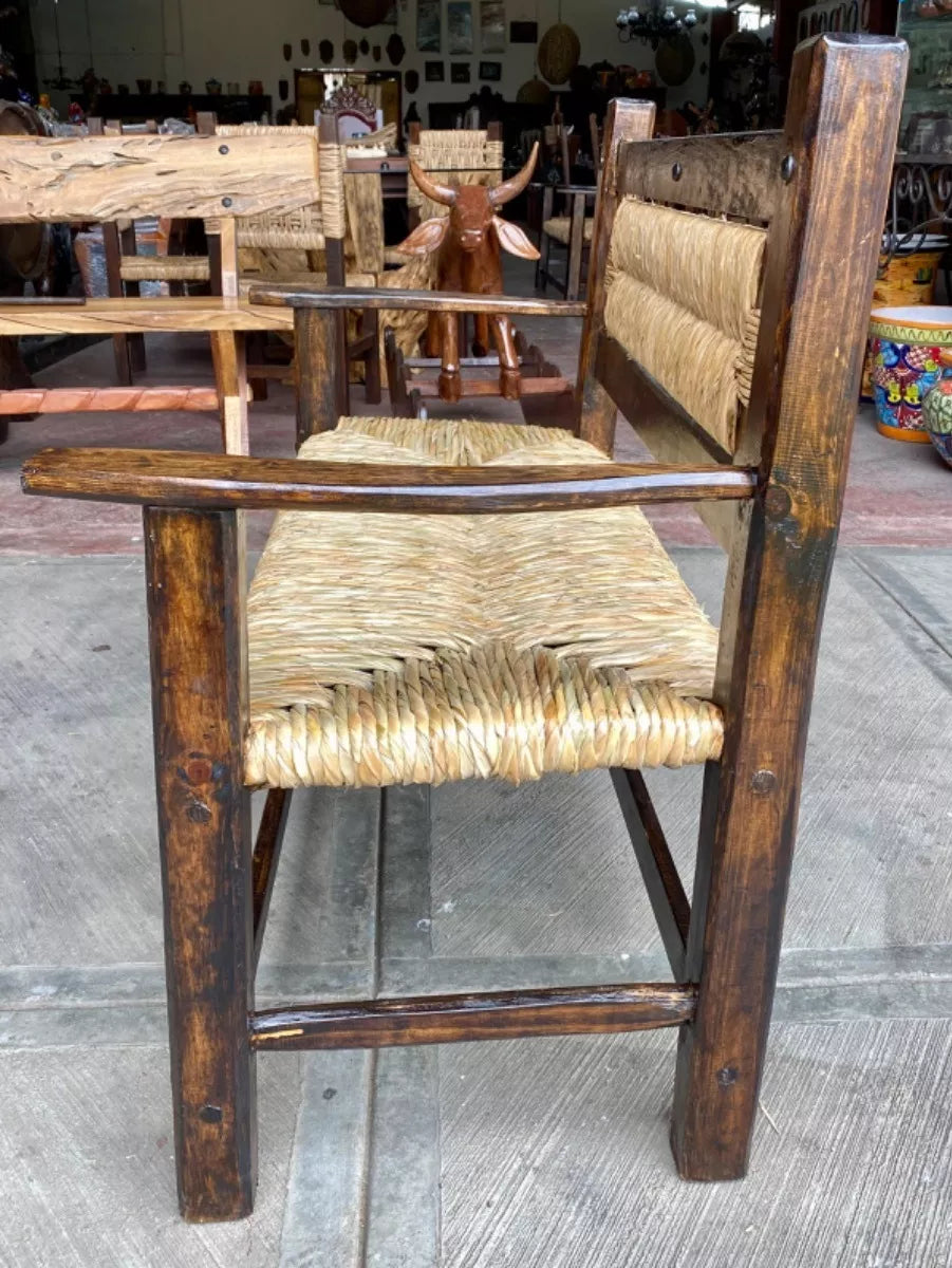 Sustainable, handcrafted bench for two people. Antique style.