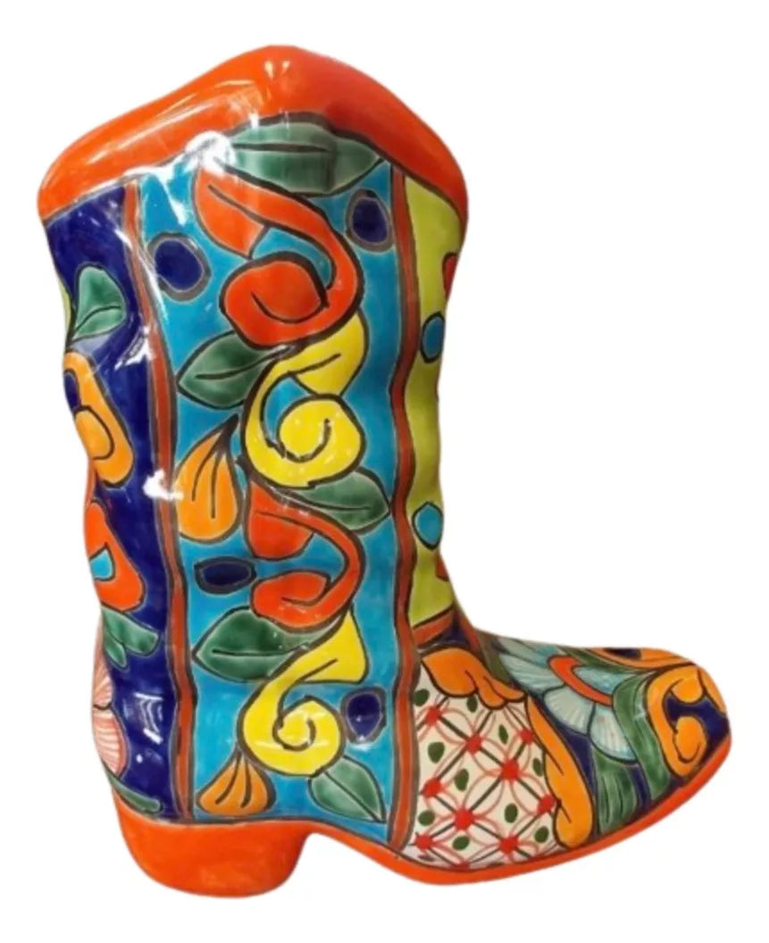 Fine Talavera Boot Handcrafted Pot.