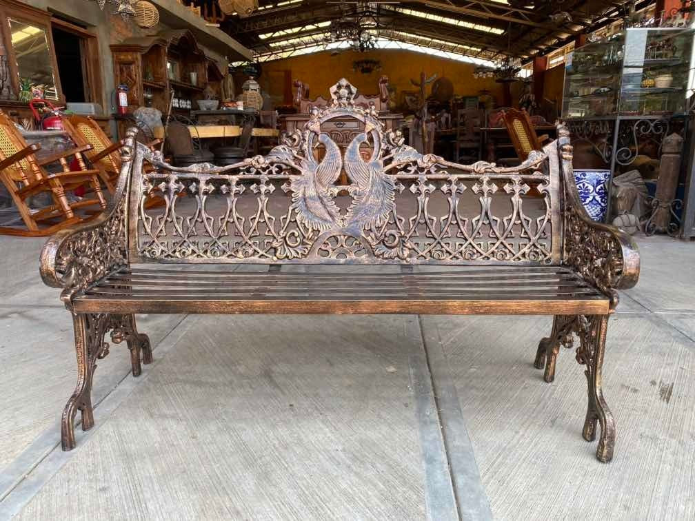 Reinforced Aluminum Bench for 2 People, Vintage Style