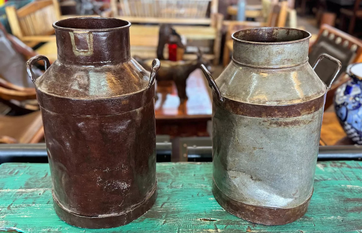 Antique and Original Medium Milk Cans. 2 Pieces.
