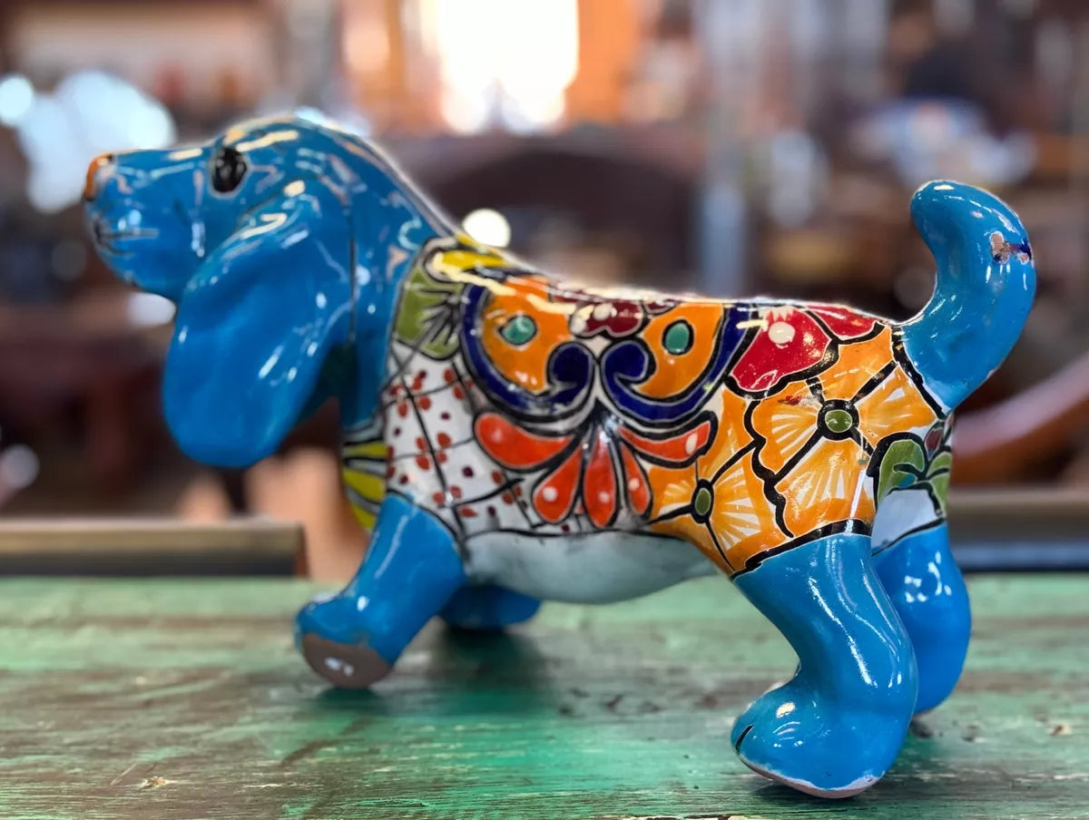 Dachshund Sculpture Figure in Fine Talavera