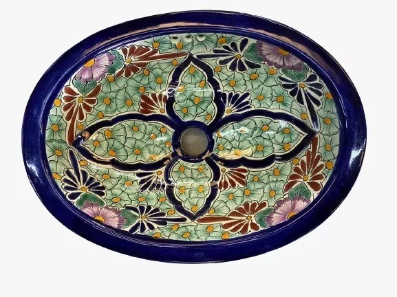 Exclusivo Lavabo Ovalin Chico Talavera Fina Estilo Antiguo