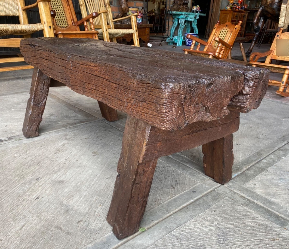Original Banca Rustica De Madera De Mezquite Unica