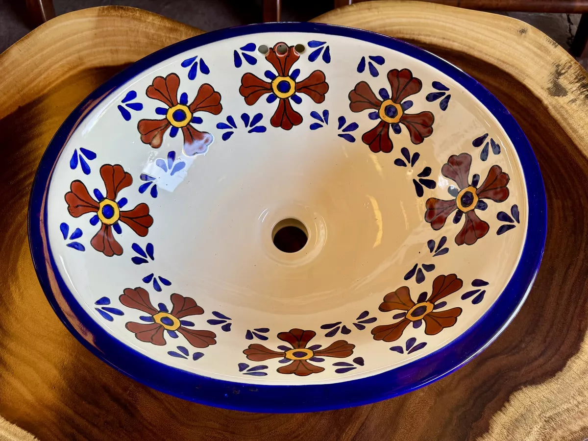 Lavabo Ovalin Artesanal Talavera Fina Estilo Antiguo Lomé 7