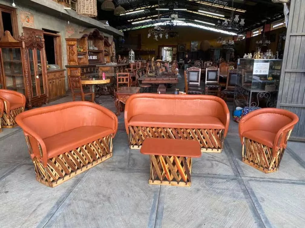 Large Equipal Handcrafted Room Made of Wood and Leather in Antique Style