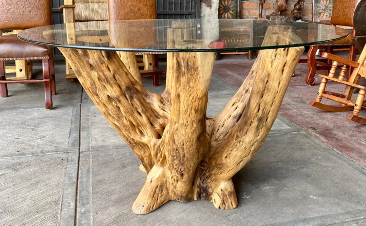Comedor Para 4 Personas Madera De Cactus, Parota Y Piel