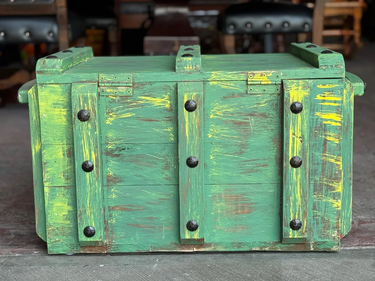 Baúl De Madera Vintage Estilo Ferrocarril Antiguo