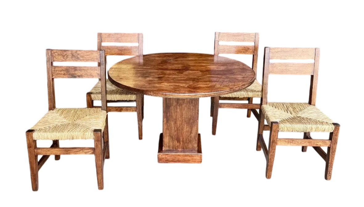 Comedor De 4 Sillas En Madera Sustentable Estilo Minimalista