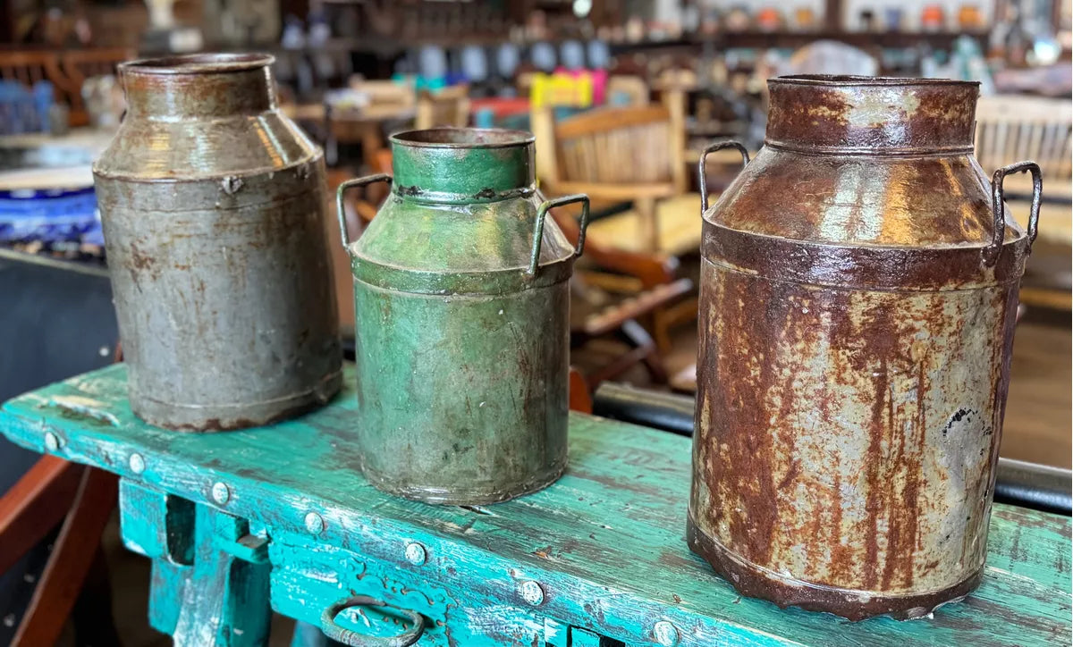 Antique and Original Milk Cans. 3 Pieces