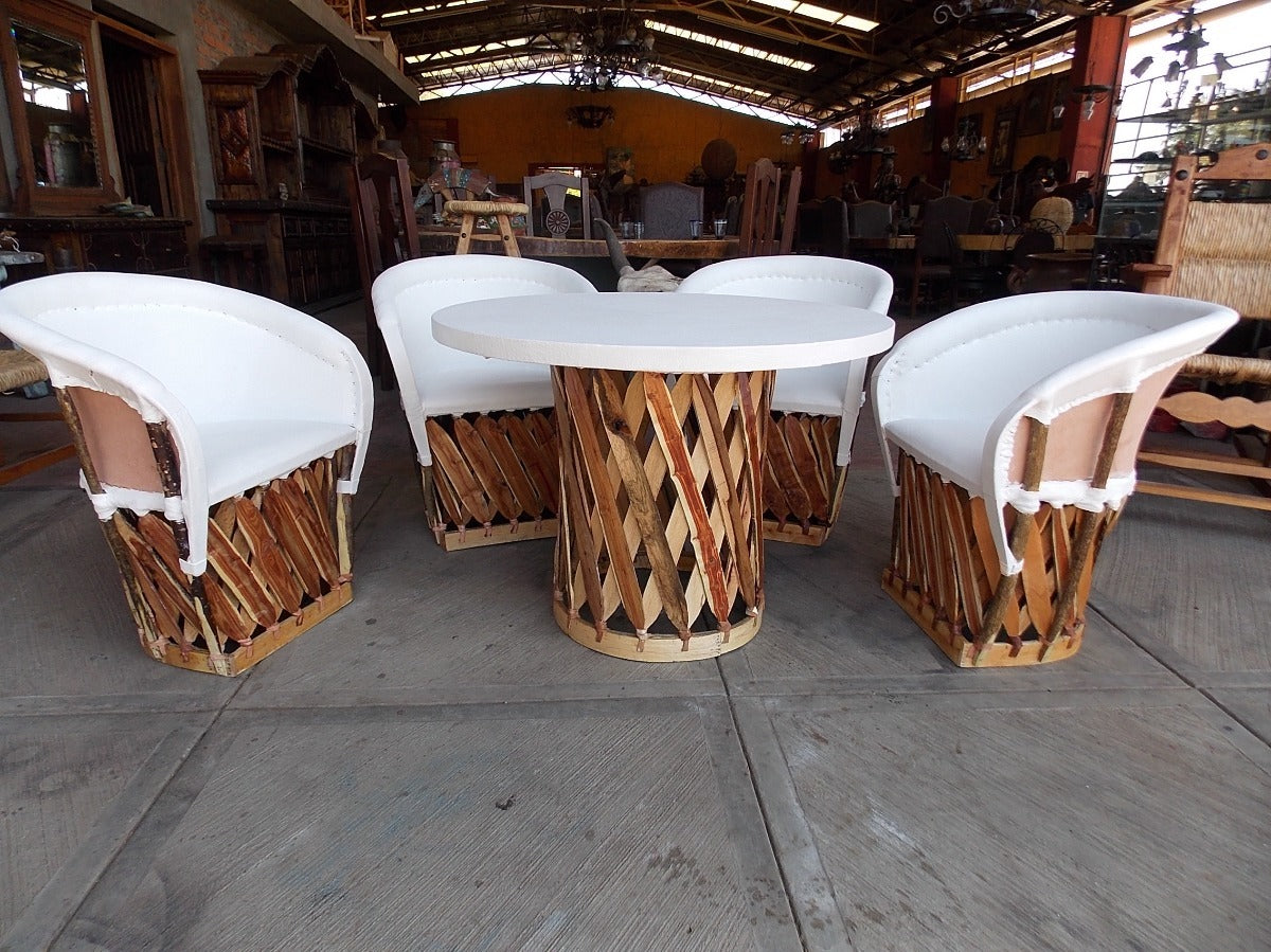 Comedor Equipales Blancos Estilo Antiguo. Gran Calidad
