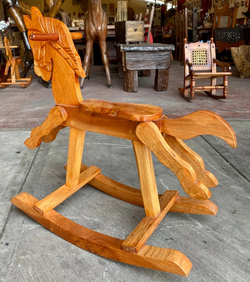 Bello Juguete Montable Caballo Balancín Estilo Antiguo Cedro