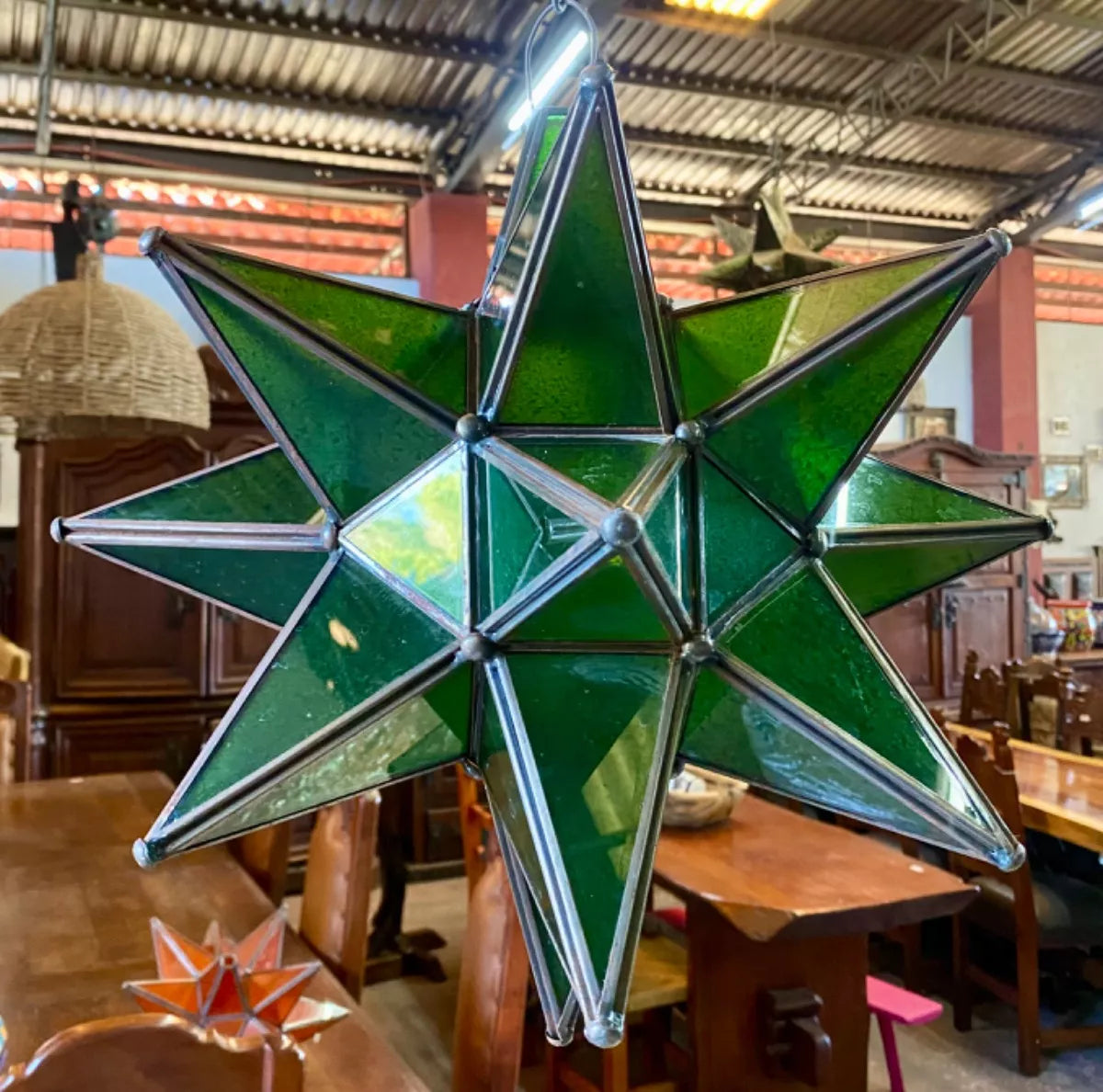 Estrella Lampara De Techo Metal Y Cristales Estilo Antiguo (Reacondicionado)
