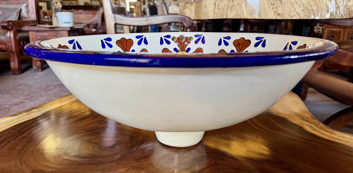 Lavabo Ovalin Artesanal Talavera Fina Estilo Antiguo Lomé 7