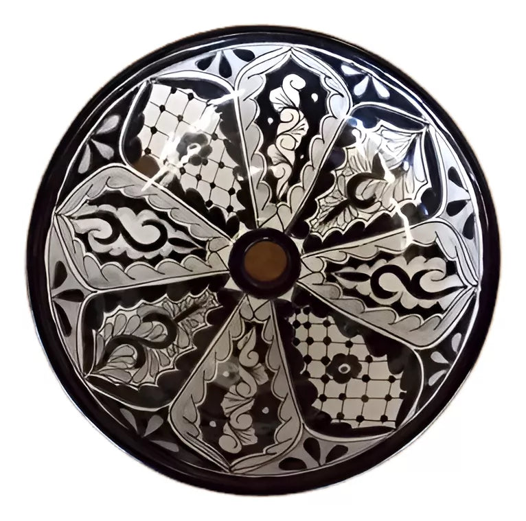 Talavera Round Countertop Sink with Antique Style Glass