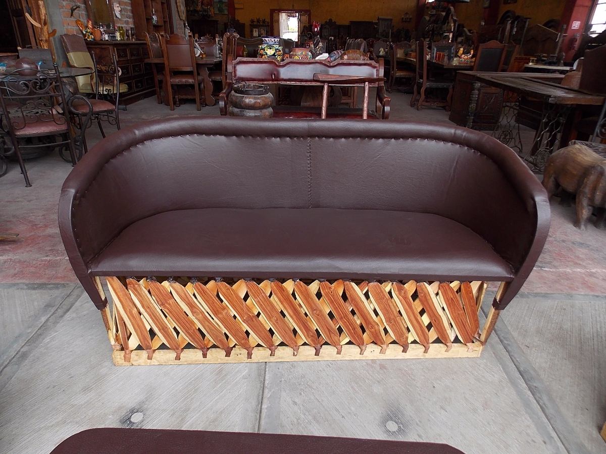 Antique Style Wood and Leather Equipal Handcrafted Room.