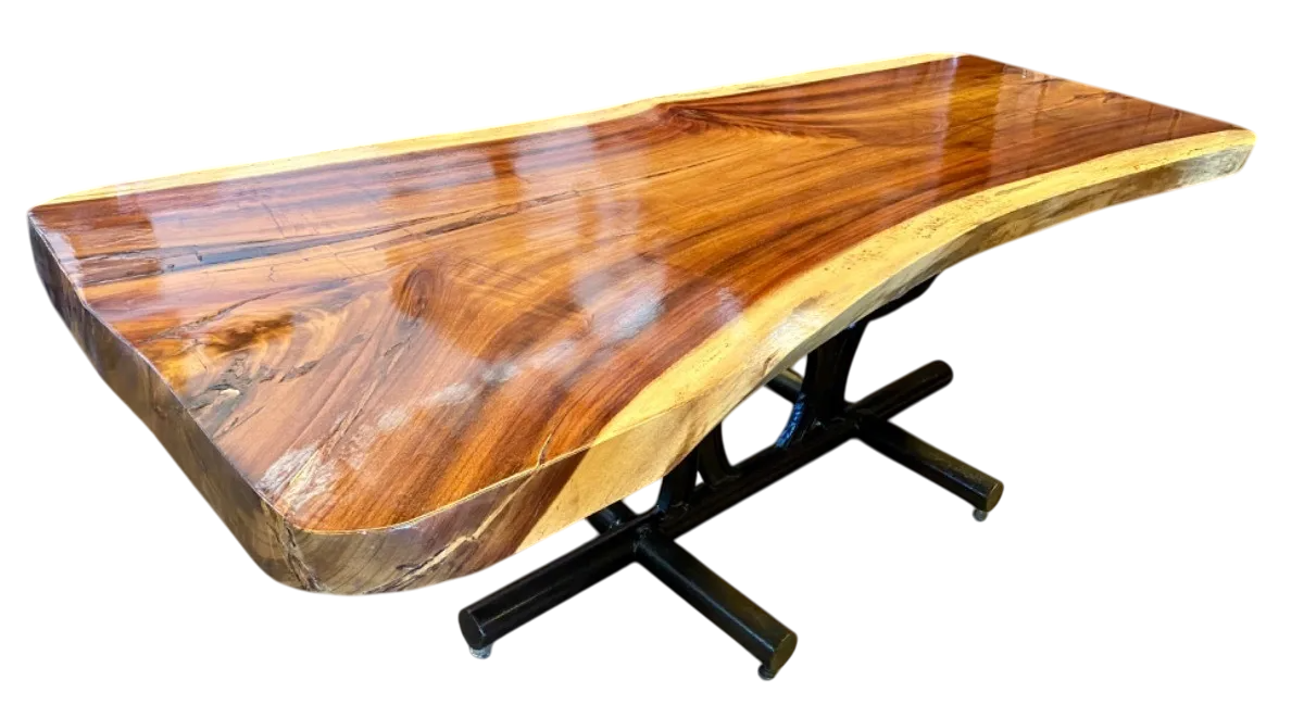 Mesa Comedor Tablon Parota 8 Personas Base Arados 100% Nueva (Reacondicionado)