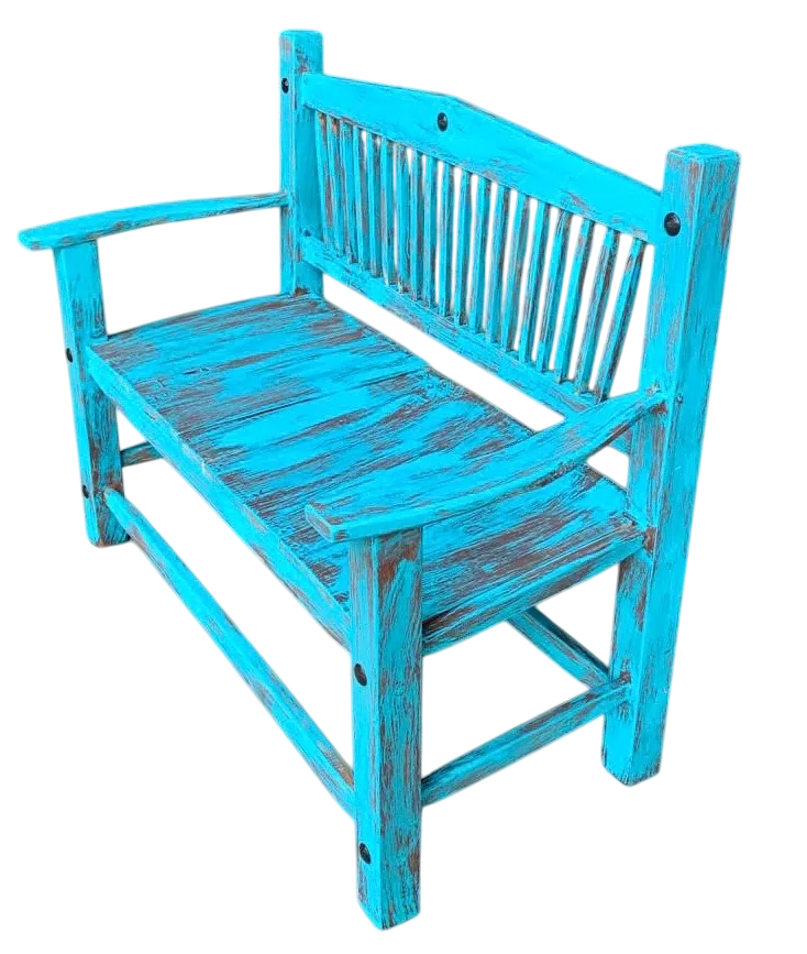 Sustainable Handmade Bench Chair for 2 People, Antique Vintage