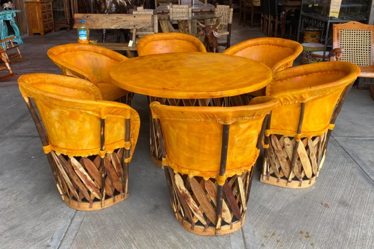 Equipal Dining Room 6 Chairs Pyrography Antique Style.