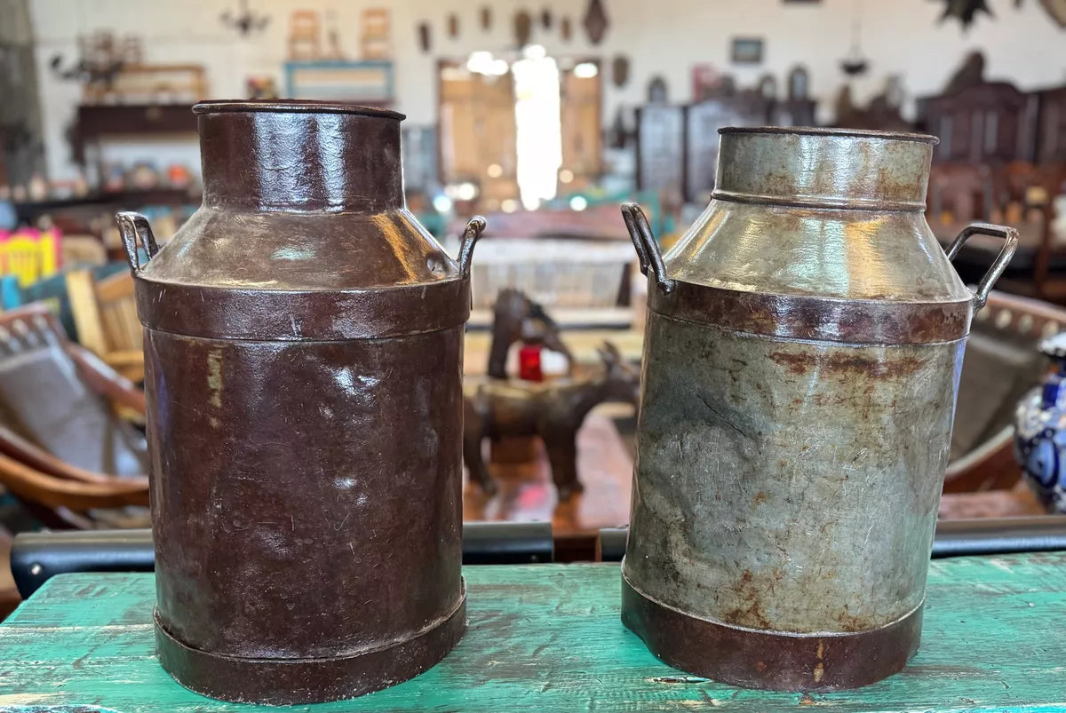 Antique and Original Medium Milk Cans. 2 Pieces.
