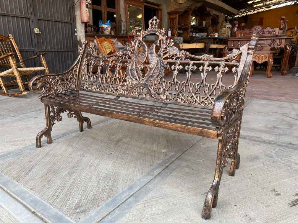 Reinforced Aluminum Bench for 2 People, Vintage Style