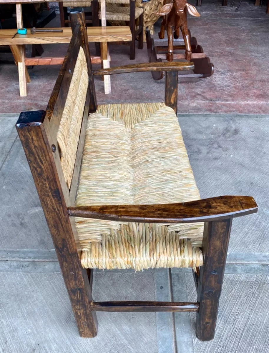 Sustainable, handcrafted bench for two people. Antique style.