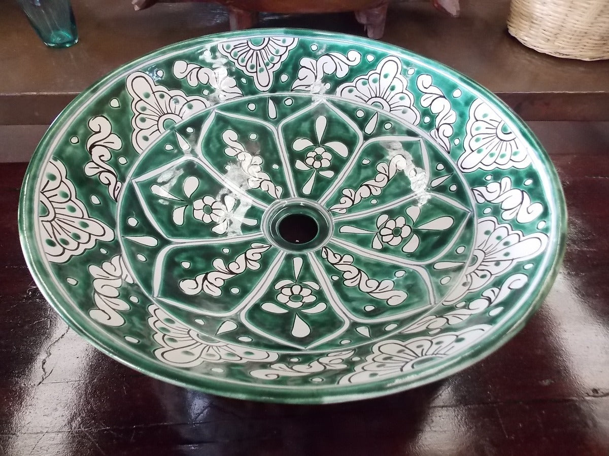 Round Countertop Talavera Sink Antique Style 02v1